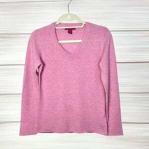CACHE Cashmere Pink Sweater Pullover V-neck Women’s size S